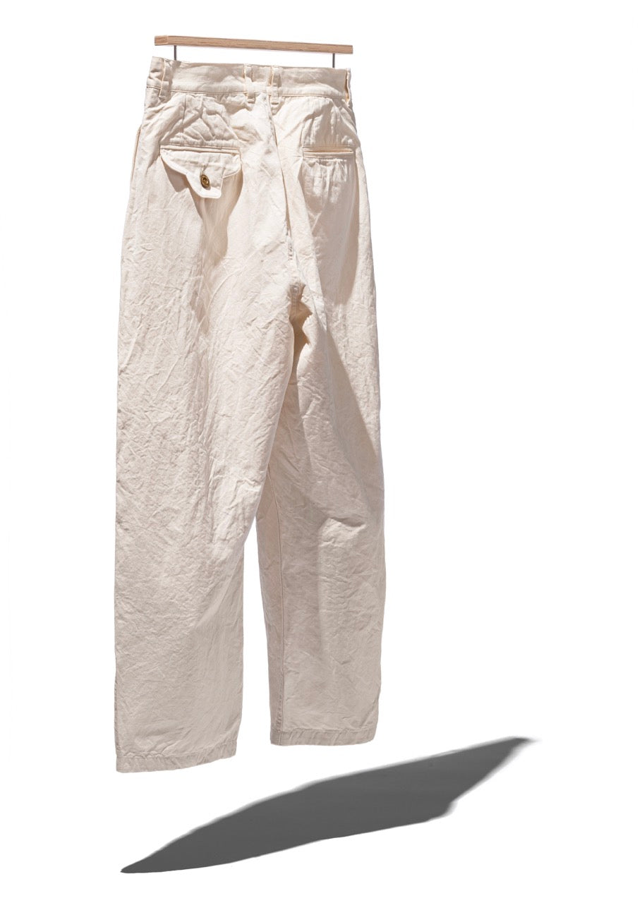 COTTON TUSSER BARREL LEG PANTS