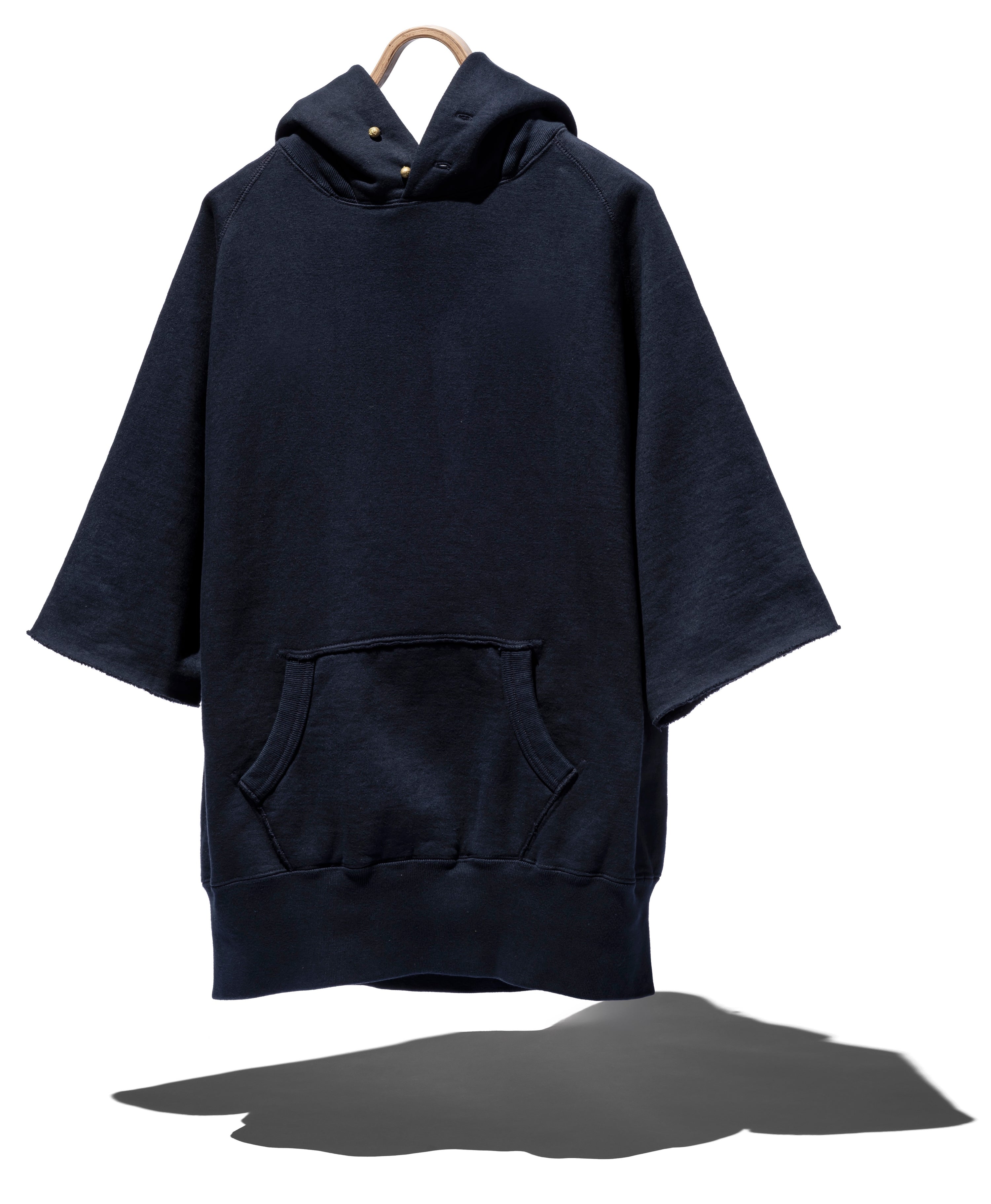 SUVIN COTTON LOOPWHEEL BRUSHED LINING CUT-OFF BUTTON HOODIE