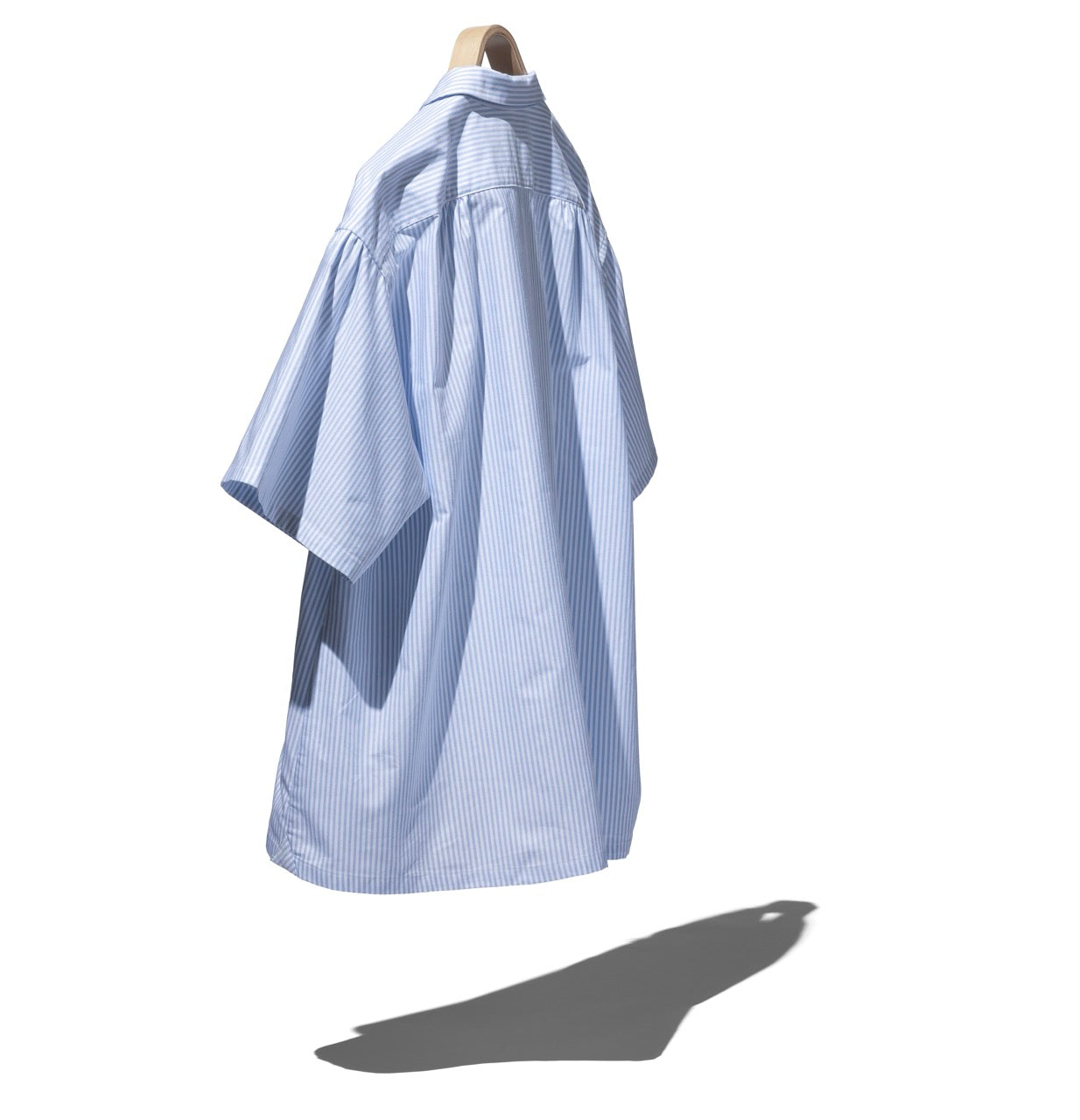 HALF SLEEVE BOX-SHAPED BLUE STRIPE SHIRT