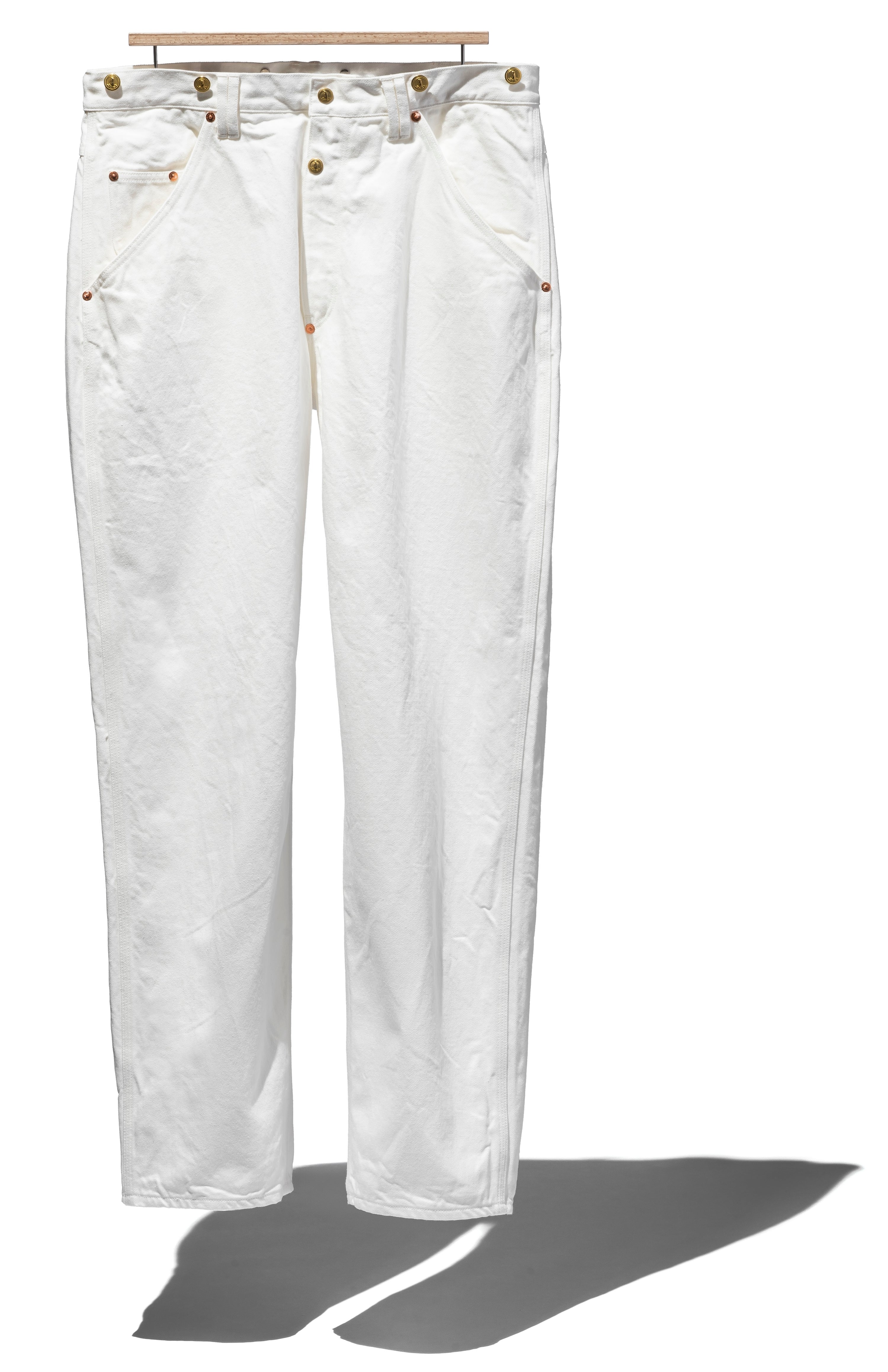 [Coming soon...] White Denim Suspender Pants – Straight Fit