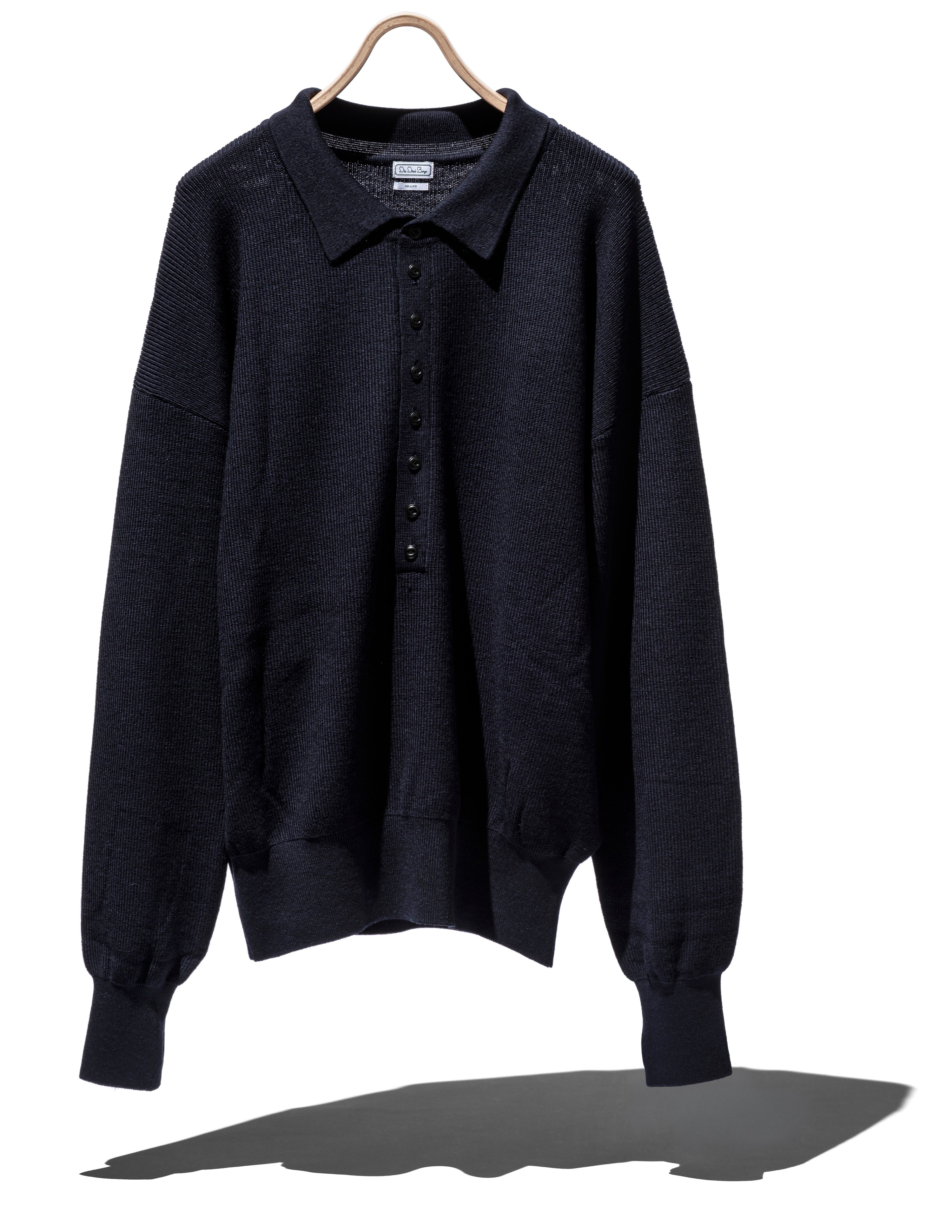 WASHABLE HIGH TWIST WOOL DEEP FRONT POLO JUMPER