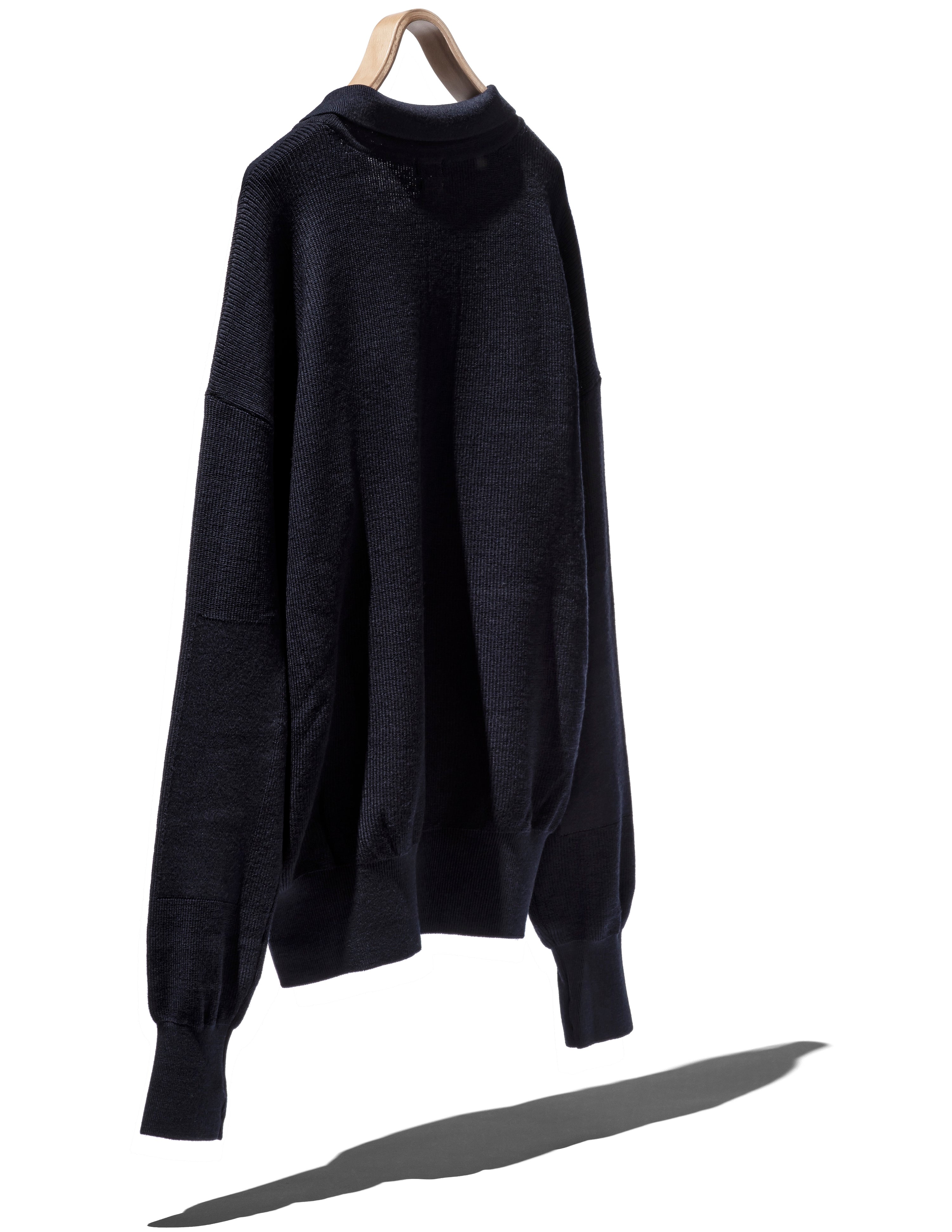 WASHABLE HIGH TWIST WOOL DEEP FRONT POLO JUMPER