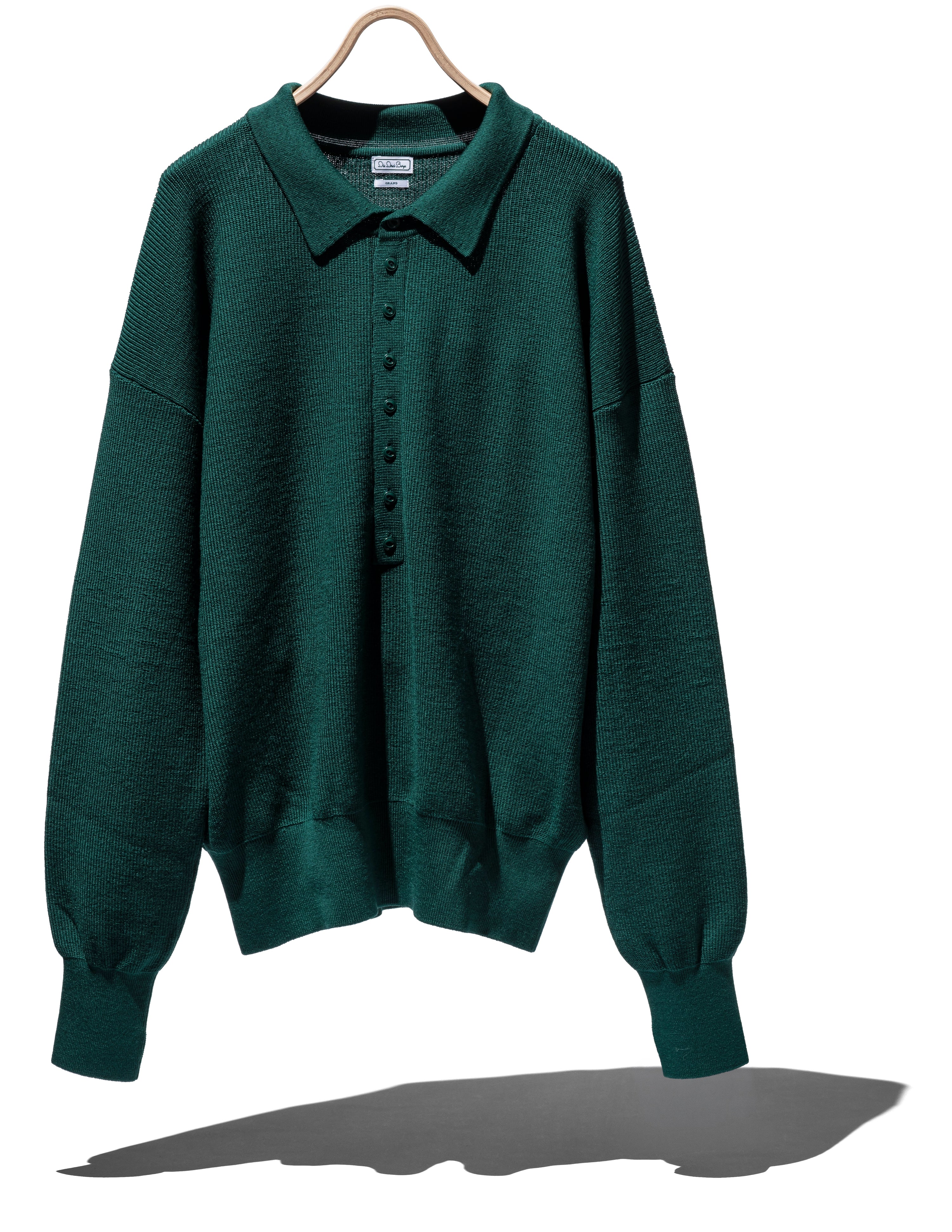WASHABLE HIGH TWIST WOOL DEEP FRONT POLO JUMPER