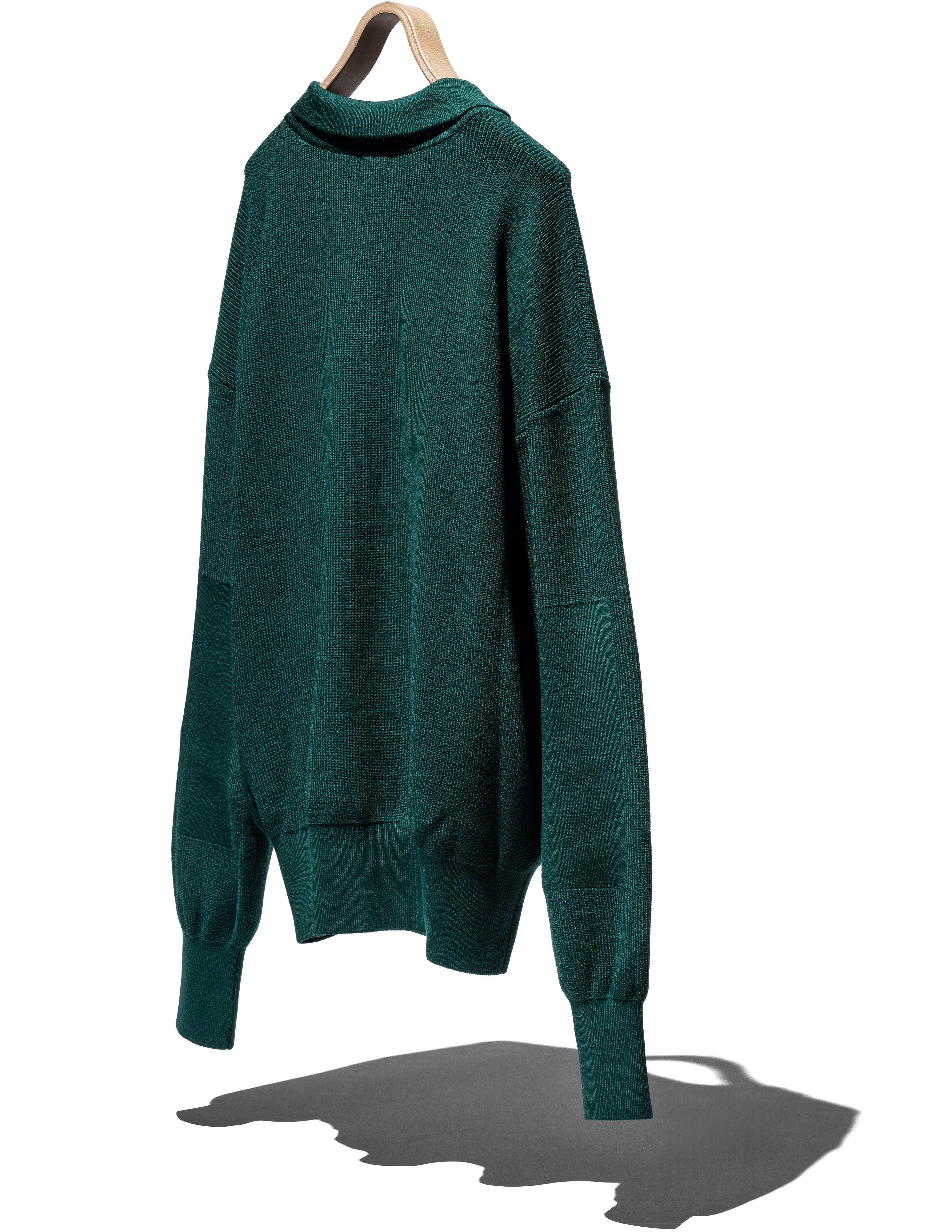 WASHABLE HIGH TWIST WOOL DEEP FRONT POLO JUMPER