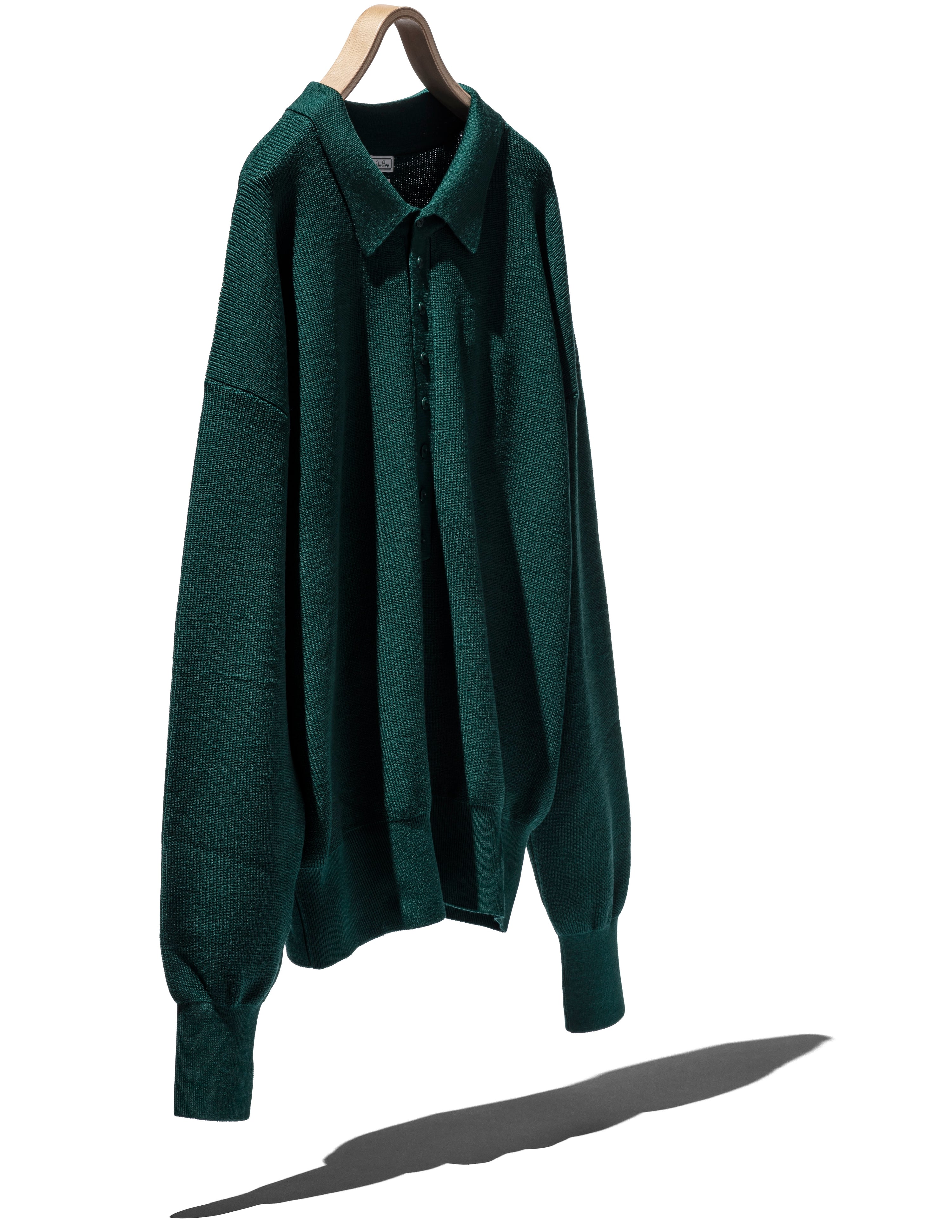 WASHABLE HIGH TWIST WOOL DEEP FRONT POLO JUMPER