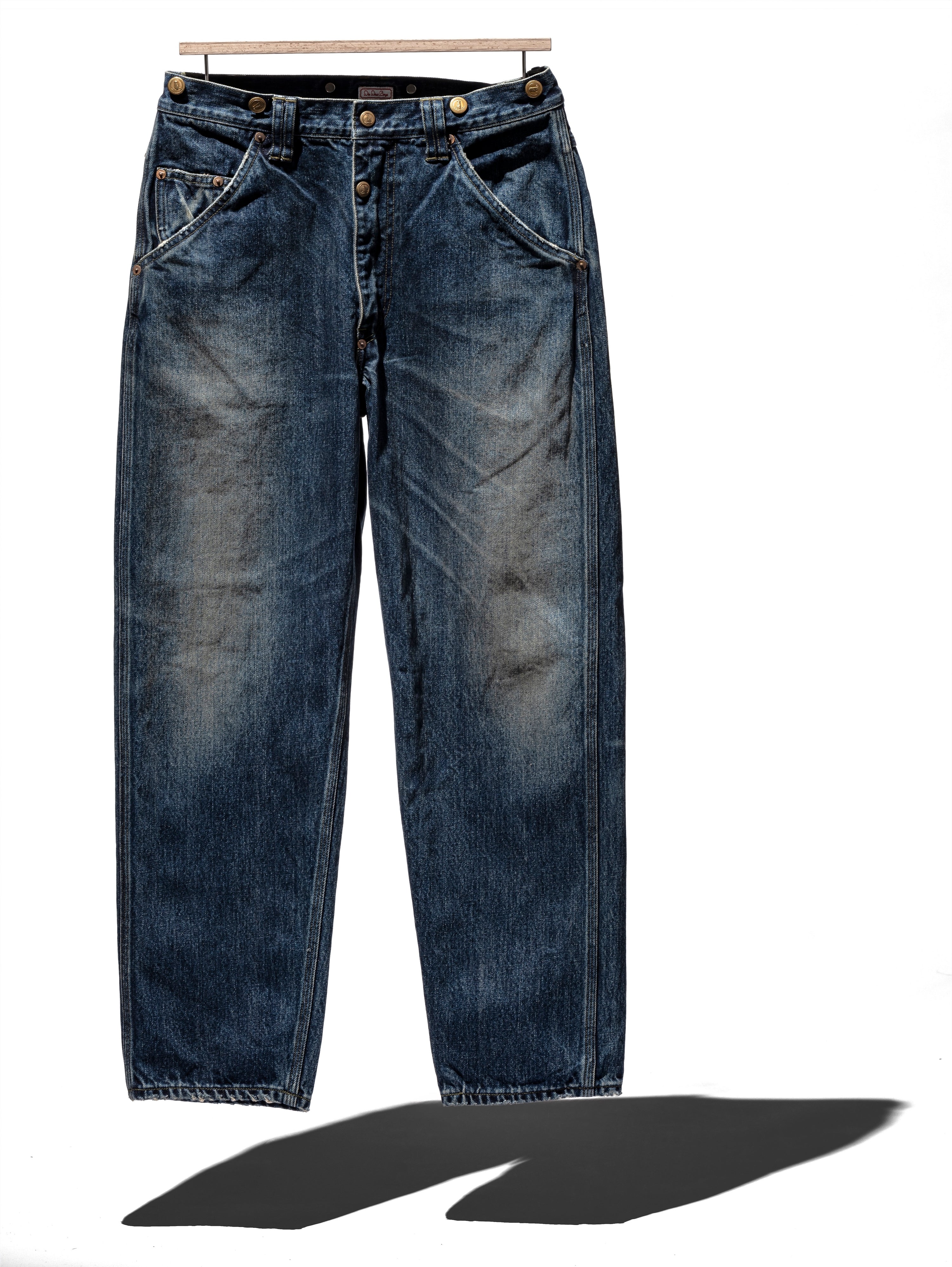 Denim Suspender Pants – Tapered Fit Aging
