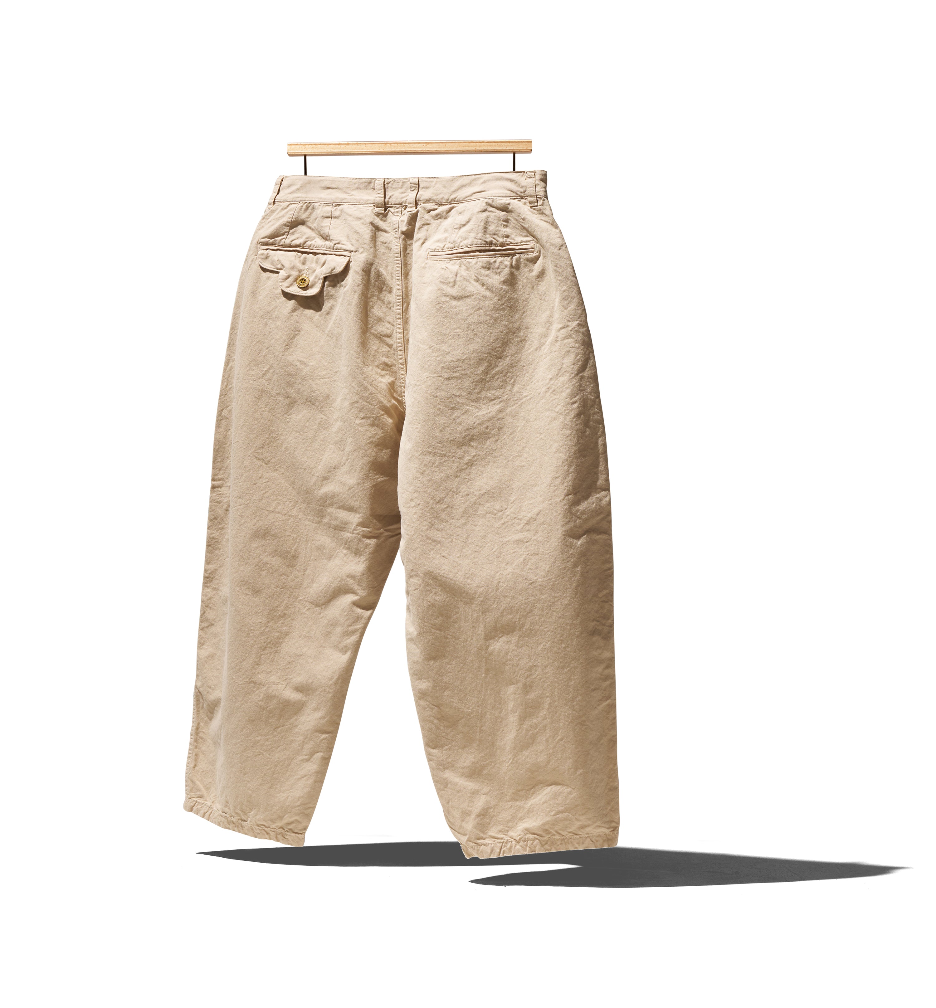 COTTON TUSSER BARREL LEG PANTS GARMENT DYE
