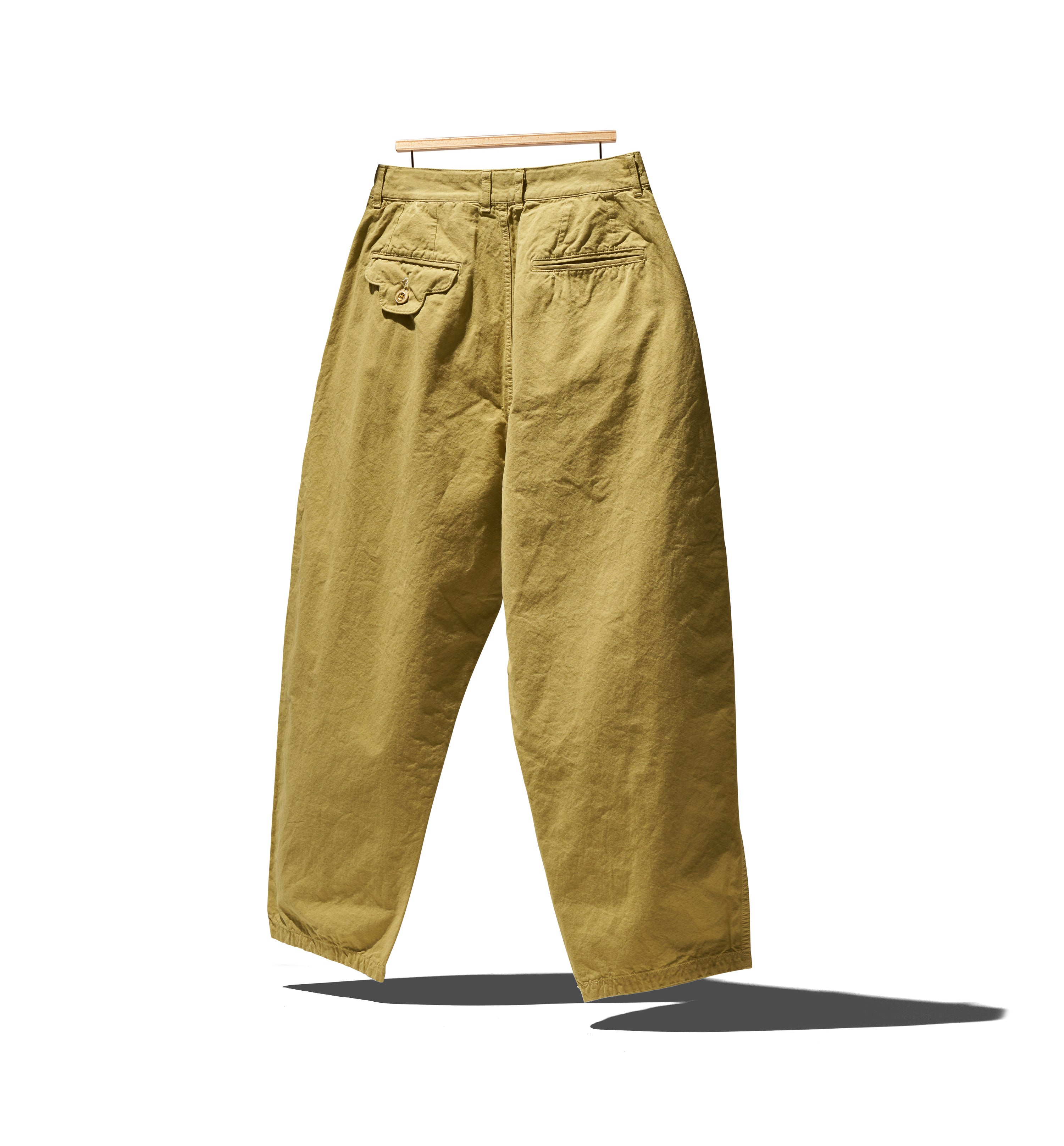 COTTON TUSSER BARREL LEG PANTS GARMENT DYE