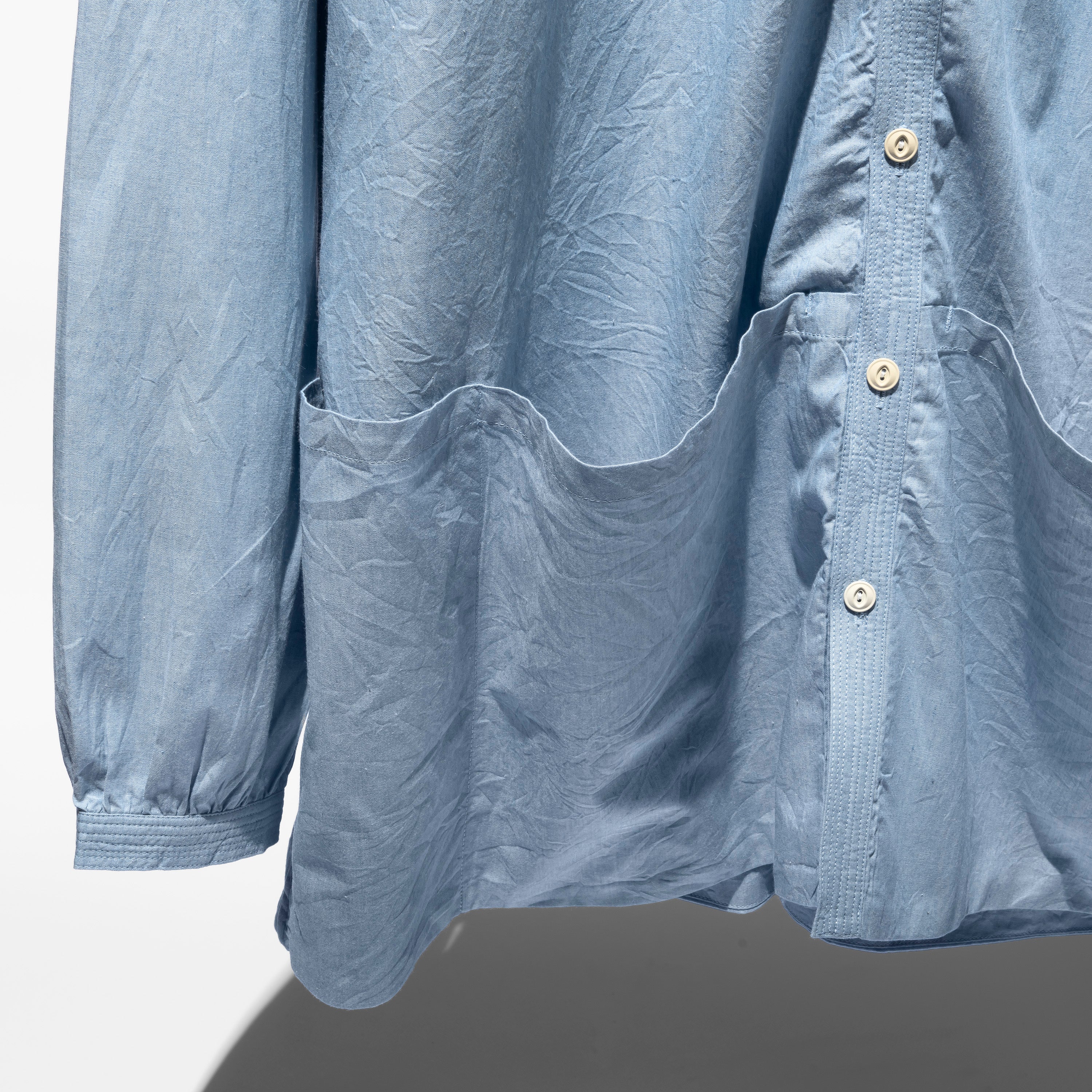 MULTI-POCKET SAX BLUE SHIRT – WORDS, SOUNDS, COLORS & SHAPES JAPAN