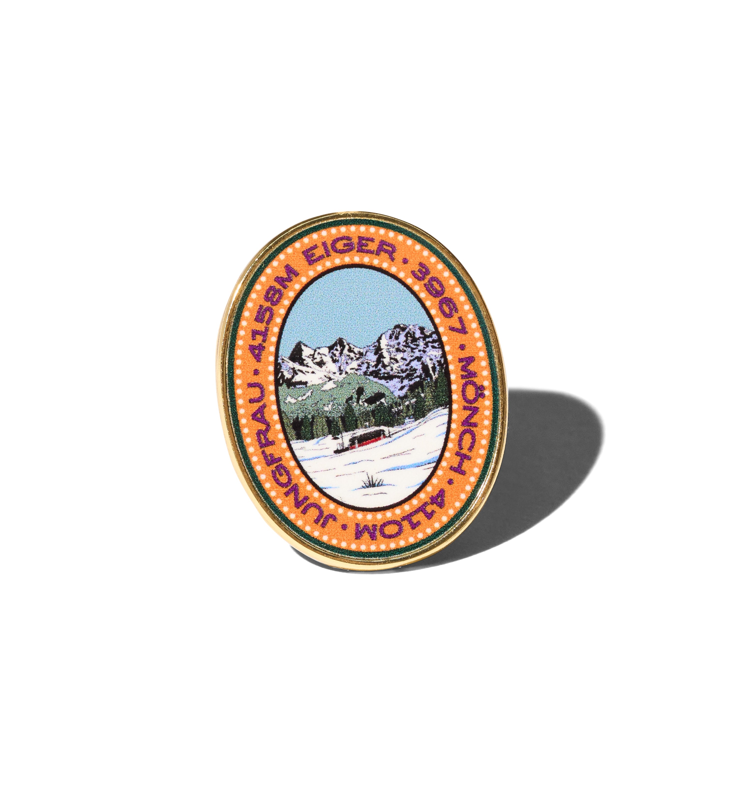 MEDALLION-SHAPED MOUNTAIN PIN: DREI BERGE